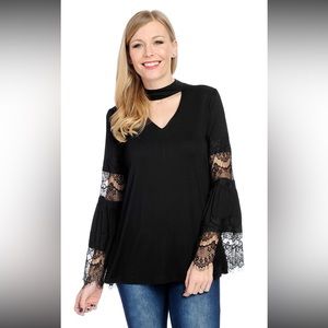 NWOT - Knit and Lace Mock Neck